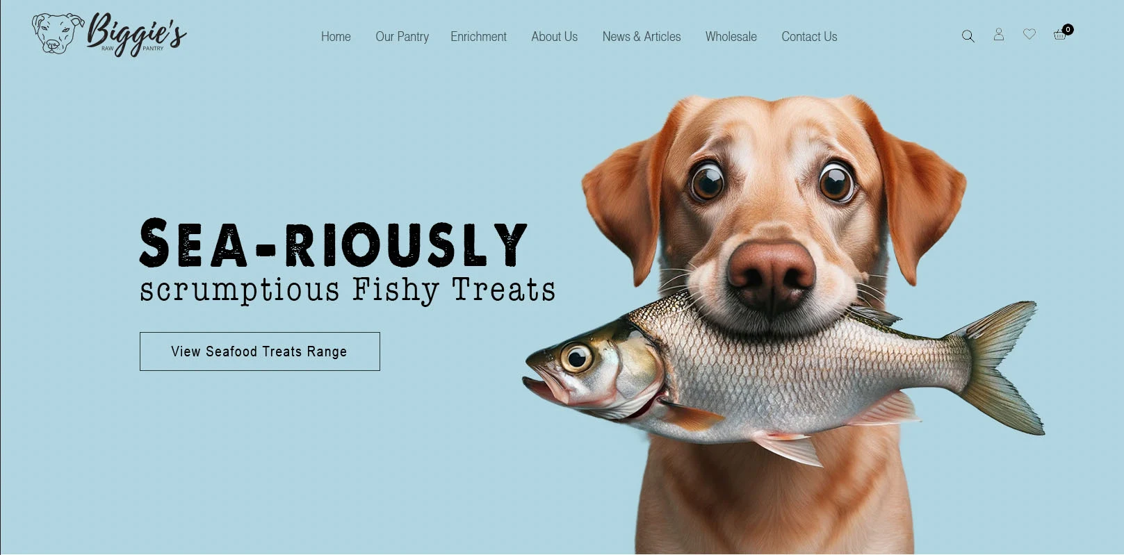 The fishy treats home-page banner.