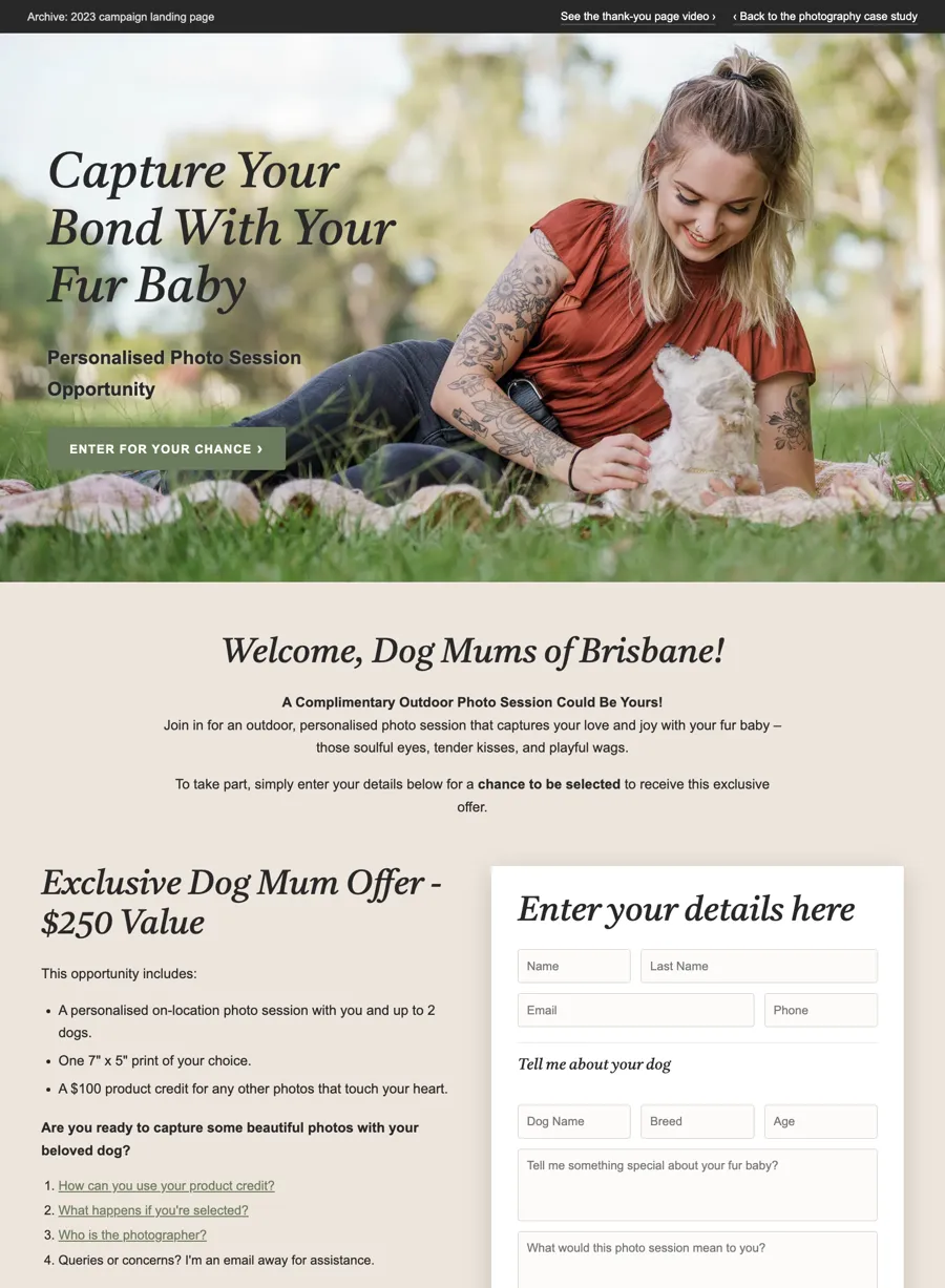 The campaign landing page (opens in a new tab)